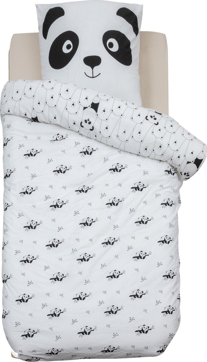 Atmosphera Kids Panda Bettwäsche-Set mit 1 Kissenbezug 140x200cm/65x65cm - Schwarz/Weiß