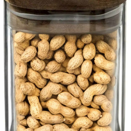 Voorraadbus/voorraadpot 1L glas met acacia houten deksel - 1000 ml - Voorraadpotten met luchtdichte deksel