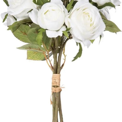 Atmosphera kunstbloemen boeket - 14 witte rozen - 40 cm