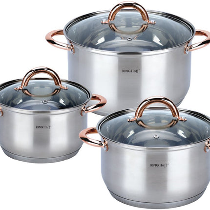 6 delige pannenset - kookpannen - 16-18-20 cm - met deksel