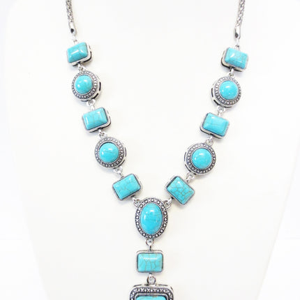 Turquoise set ketting en oorbellen