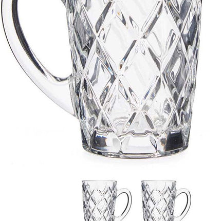 Vivalto luxe koffieglazen - 6x stuks - 170 ml met oor - Type Diamant - Transparant stevig kwaliteitsglas