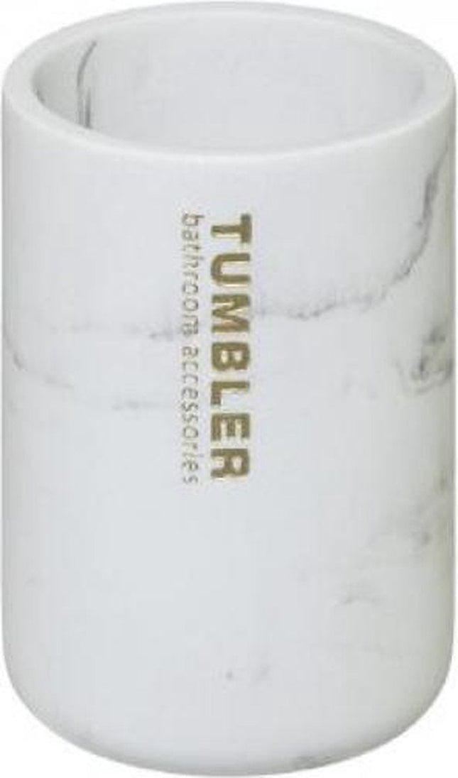 Marmeren design badkamerbeker-Wit-Polyresin-Tandenborstelhouder-Beker