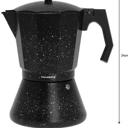 Klausberg KB7161 Espressomaker - Zwart Marmer Design (12 Kopjes) - Geschikt voor alle warmtebronnen