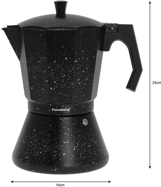 Klausberg KB7161 Espresso Maker - Black Marble Design (12 Cups) - Suitable for all heat sources