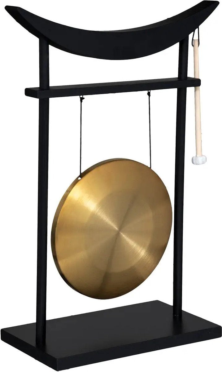 Atmosphera - Tischgong - schwarz/gold - Holz/Metall - 48 x 69 cm - Asiatische Wohndekoration Meditations-Musikinstrument