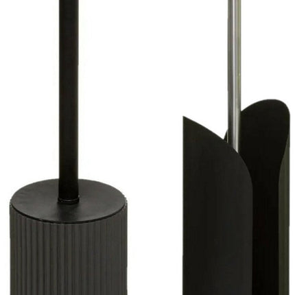 5Five - WC-borstel - Toiletborstel - met toiletrolhouder set - zwart - badkamer set - polyresin en metaal
