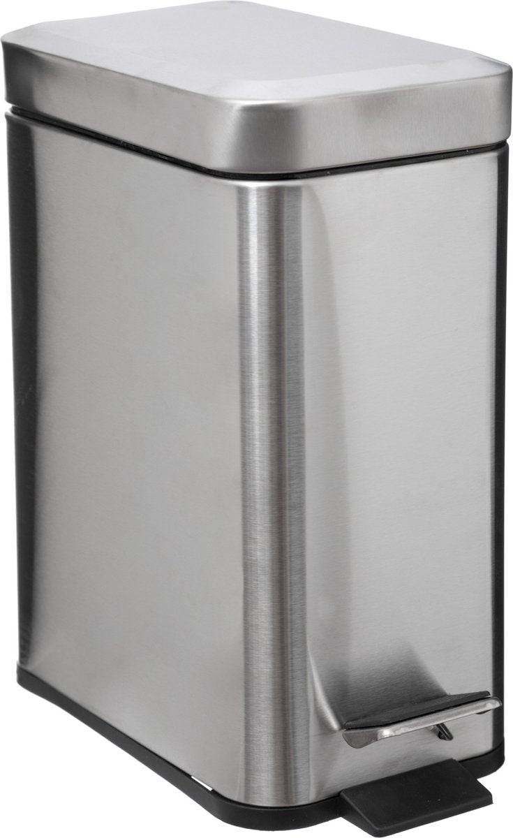5Five - Abfalleimer/Tretmülleimer Silber Edelstahl Metall 5 Liter - 1 4x29x30 cm