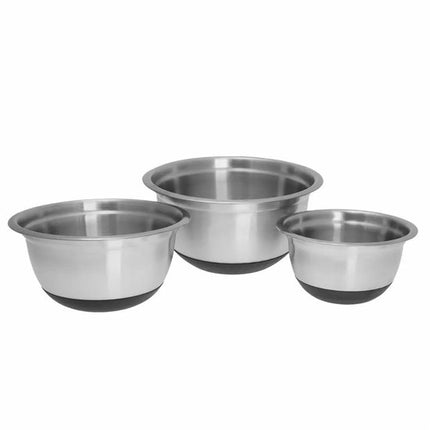 Klausberg KB7388 RVS Mengkom Set - 3-deligs (1.6L, 3L & 5L) - Antislip Silicone Basis - Stapelbaar - Moderne Satijn Afwerking