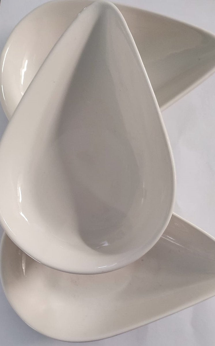 Ovale tapas schaaltjes met voet, 5 stuks – gebroken wit, voor het aperitief
