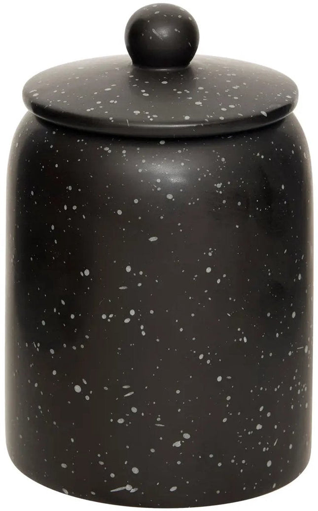 Set van 2 Keramische Voorraadpotten met Deksel - Zwart - Ø 10 x H 15 cm - Luchtdichte Opbergboxen voor Keuken, Theebladeren, Kruiden