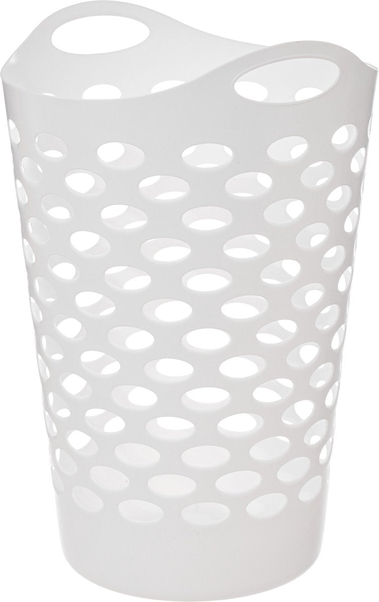 5Five Flexible laundry basket/storage basket - round - white - 75 liters - D41 x H66 cm