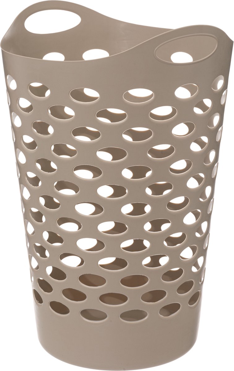 5Five Flexible laundry basket/storage basket - round - beige - 60 litres - D41 x H66 cm