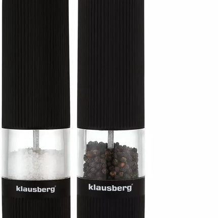 Klausberg KB7574 Elektrische Peper- en Zoutmolens - Zwart - Instelbare Maalgraad - Eénhandig Bediening - Antislip Coating