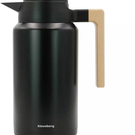 Klausberg Roestvrijstalen Thermoskan - 2,0 Liter (KB7611) - Dubbele Wand, Vacuümisolatie en Houten Handvat - Houdt Dranken Urenlang Warm of Koud - Thermoscan