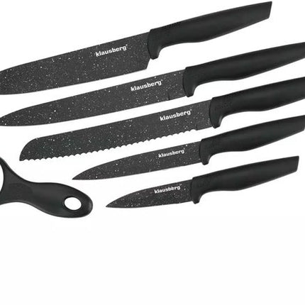 Klausberg KB7613 Keukenmessen Set - 6-deligs - Marmer Look - Scherp & Slijtvast - Antislip Handvatten - Roestvrijstaal