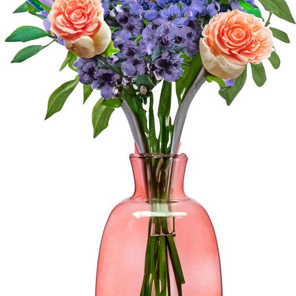 Giftdecor Bloemenvaas Crystal - luxe deco glas - rood transparant - 21 x 36 cm - ovale bol vaas