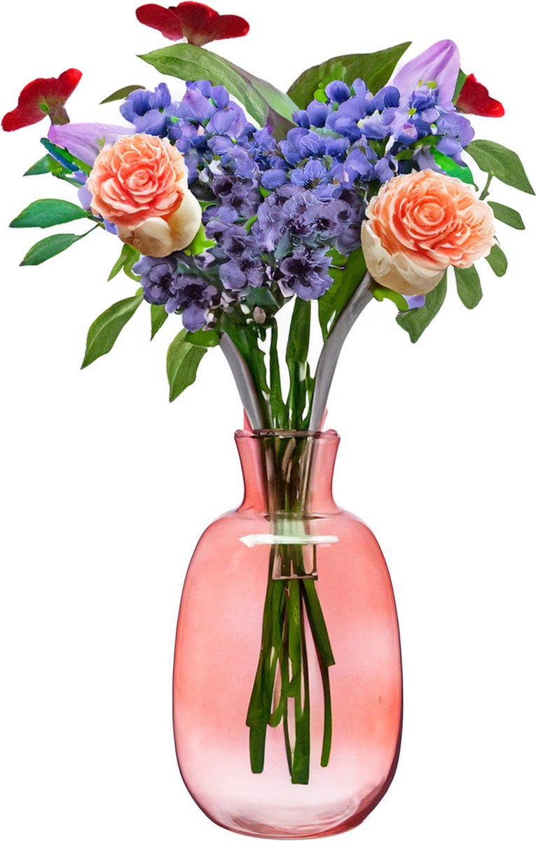 Giftdecor Crystal Flower Vase - luxury decorative glass - transparent red - 21 x 36 cm - oval bowl vase