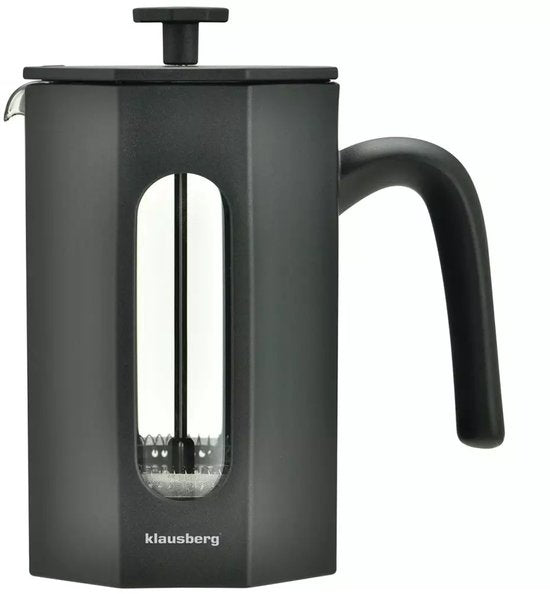 Klausberg KB7678 Piston Coffee & Tea Brewer - 0.80 L - Stainless Steel & Borosilicate Glass - Octagonal Design - Safe & Dishwasher Safe