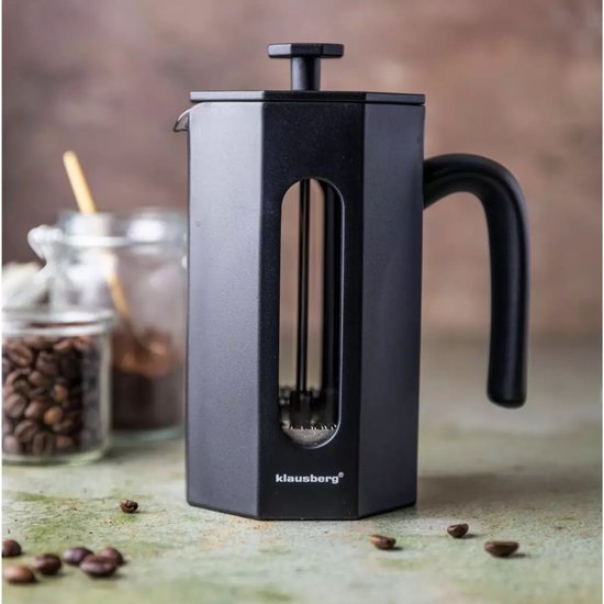 Klausberg KB7678 Piston Coffee & Tea Brewer - 0.80 L - Stainless Steel & Borosilicate Glass - Octagonal Design - Safe & Dishwasher Safe