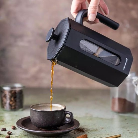 Klausberg KB7678 Piston Coffee & Tea Brewer - 0.80 L - Stainless Steel & Borosilicate Glass - Octagonal Design - Safe & Dishwasher Safe