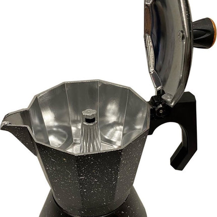 Espresso maker aluminium - percolator 9 kops – zwart