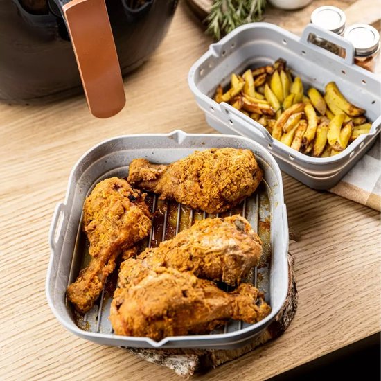 KLAUSBERG - 2-delige Siliconen Airfryer Bakvorm Set - Herbruikbaar en Hittebestendig tot 230°C - Geschikt voor Airfryer, Oven en Magnetron