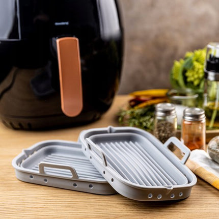 Klausberg - Opvouwbare Siliconen Airfryer Bakvorm - Herbruikbaar en Hittebestendig tot 230°C - Geschikt voor Airfryer, Oven en Magnetron - Grijs