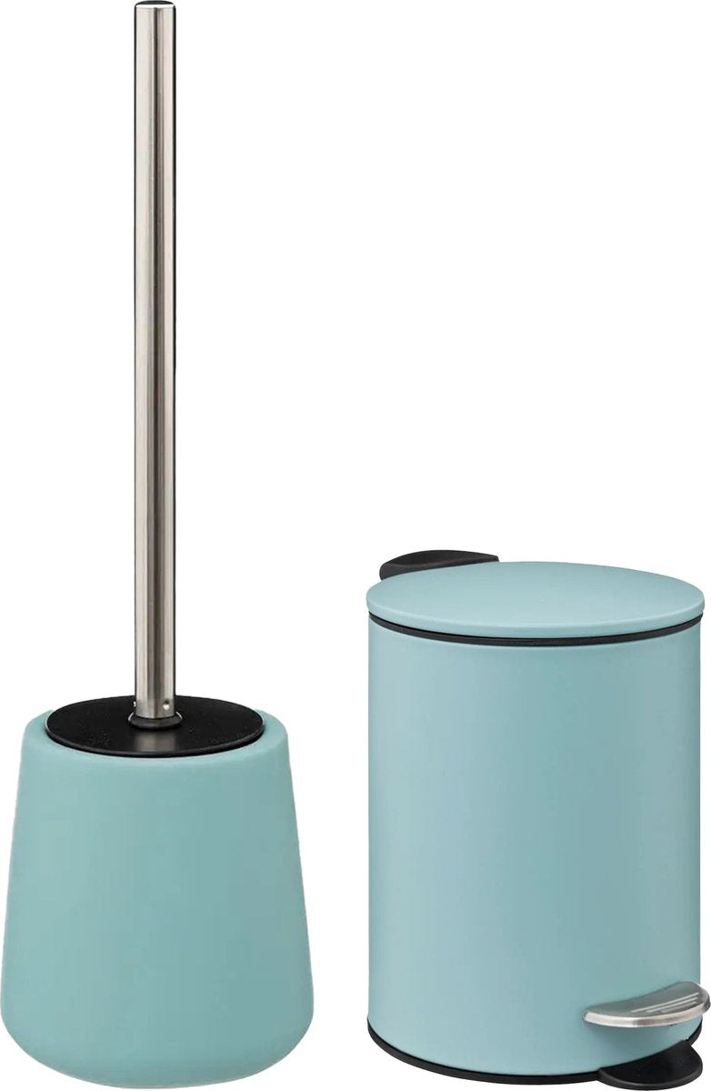 5Five Bathroom accessory set - ice blue - pedal bin/toilet brush