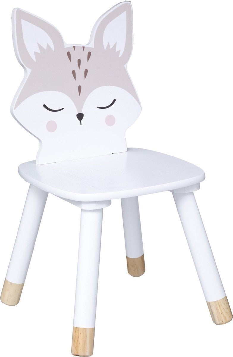 Atmosphera For Kids houten kinderstoel met vos – 28 x 28 x 52,5 cm