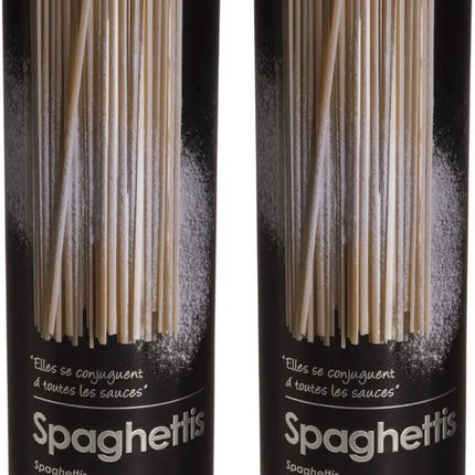 Five Spaghettidoos - 2x - zwart - metaal - relief - Luxe voorraadpot/voorraadbus