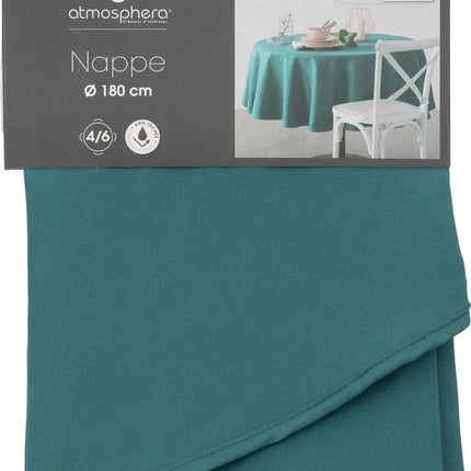 Atmosphera Tafelkleed rond - petrol blauw - Dia 180 cm - Eettafel tafellakens - polyester