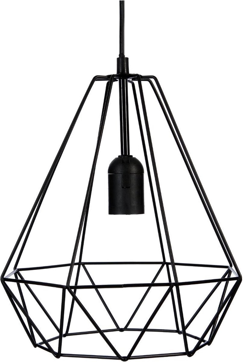Schwarze Metall-Hängelampe mit Draht - D 25 cm