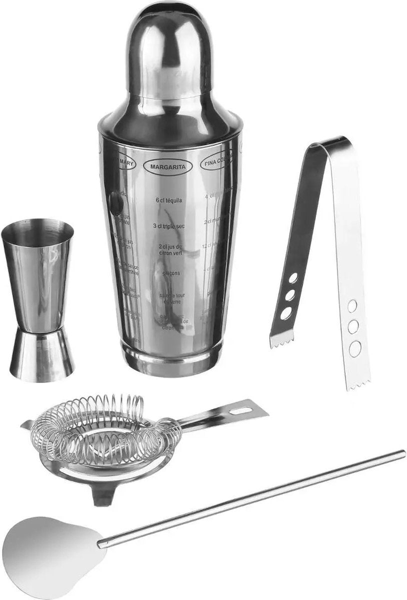 Cocktail shaker 600 ml stainless steel 5-piece set