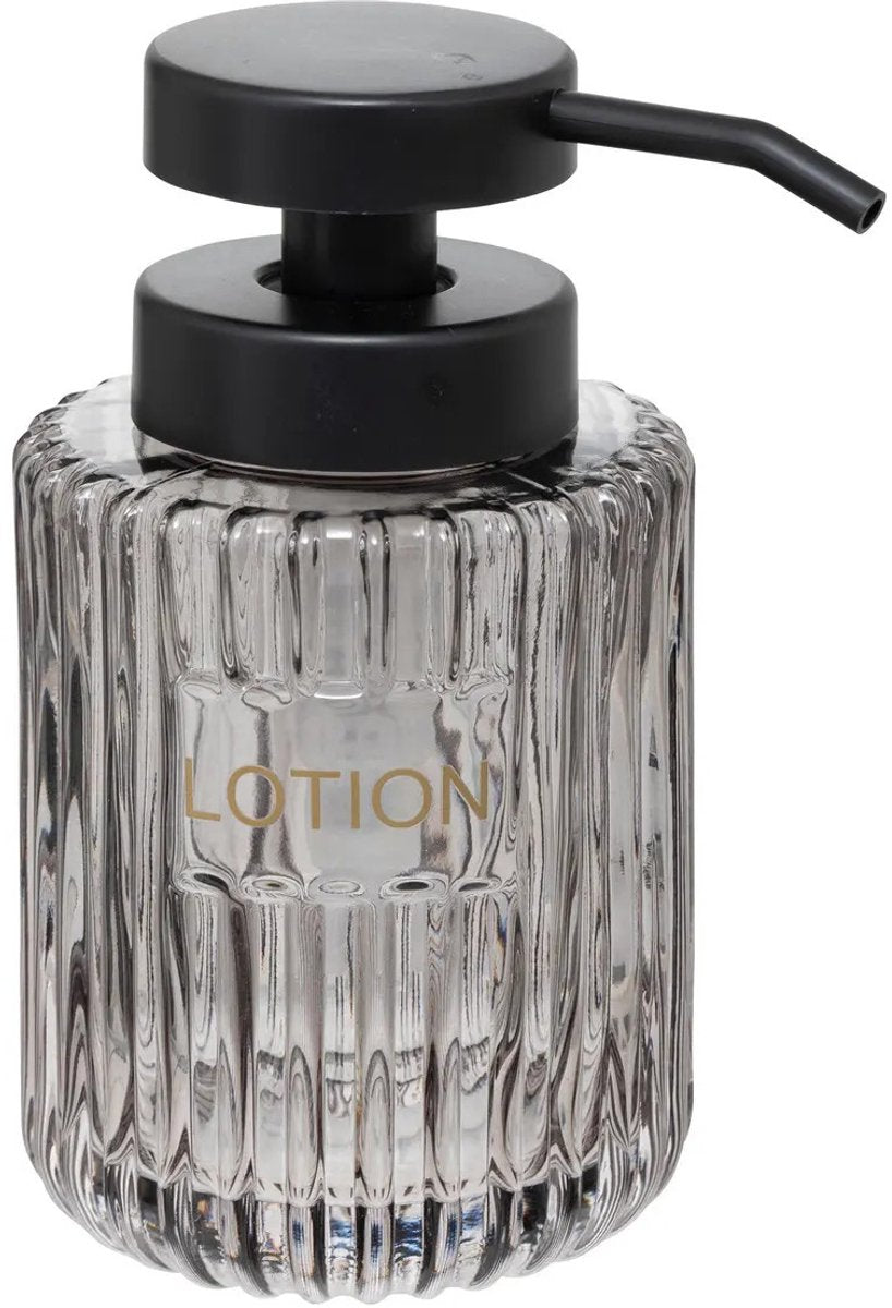 5Five Soap Pump / Soap Dispenser - Naples - transparent grey - 250 ml - bathroom - kitchen - toilet - glass