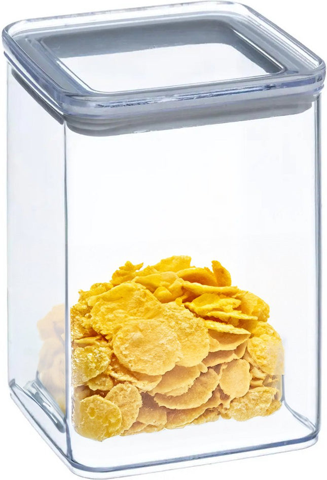 5Five Voorraadpot - keuken/voedsel - kunststof - 1000 ml - luchtdichte deksel - transparant - 10 x 10 x 14 cm