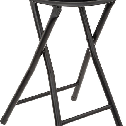 5Five Bijzet krukje/stoel - Opvouwbaar - zwart fluweel - 29 x 45 cm