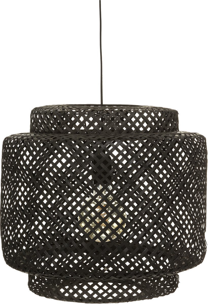 Atmosphera Hängelampe geflochten Bambus – 40 x 38 cm – Schwarz