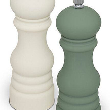 5Five Pepermolen/zoutmolen set - kunststof - groen / wit - 15 cm - Kruidenset
