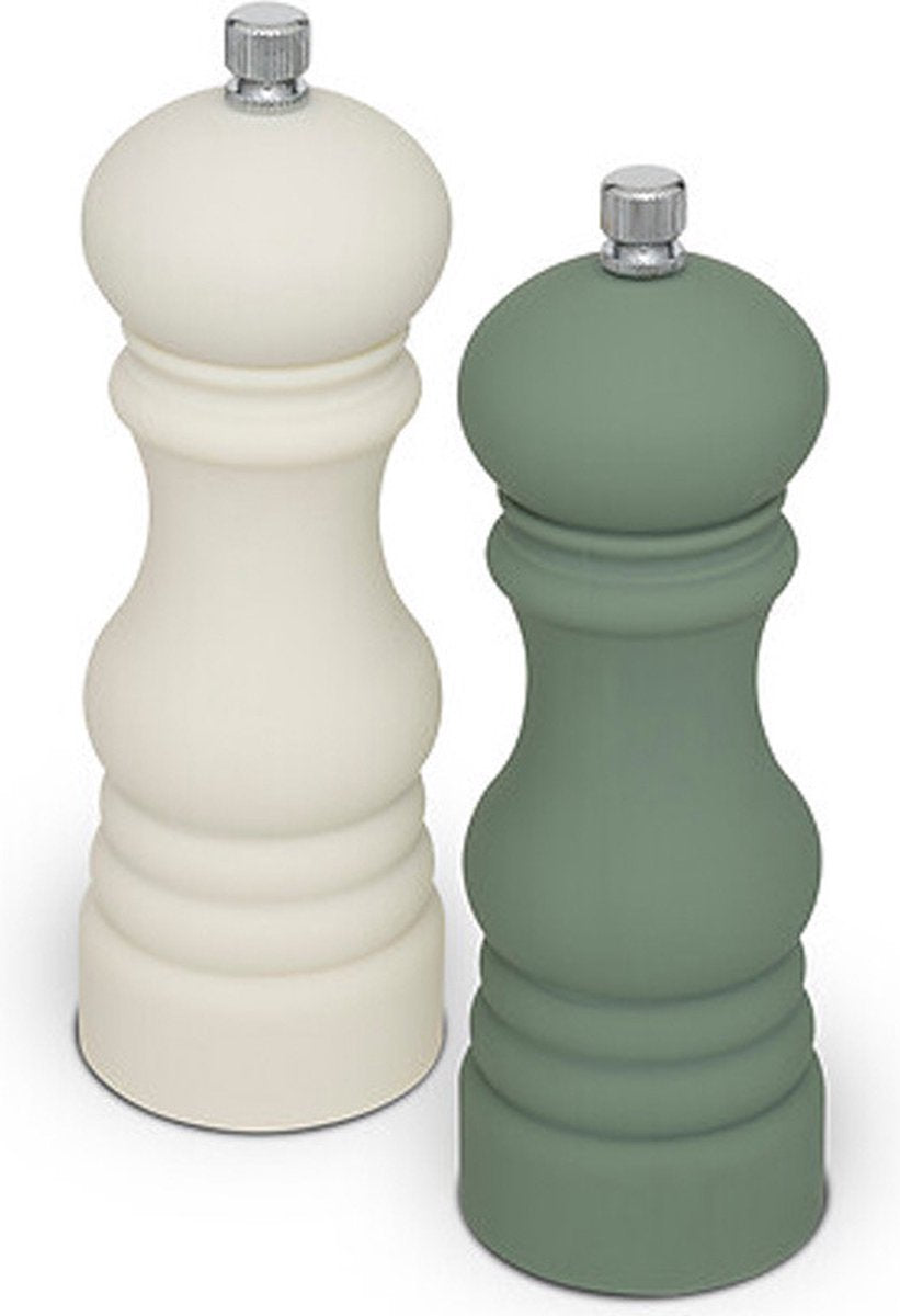 5Five Pfeffermühle / Salzmühlen-Set - Kunststoff - grün / weiß - 15 cm - Gewürzset