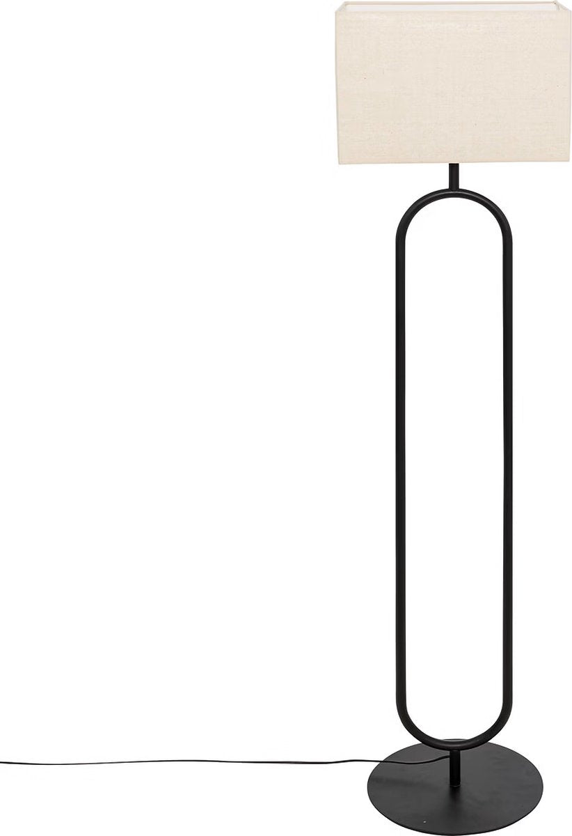 Atmosphera vloerlamp met linnen kap – 38 x 28 x 154 cm, zwart en beige