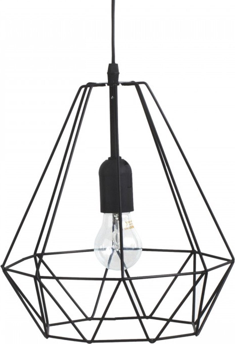 Schwarze Metall-Hängelampe mit Draht - D 25 cm