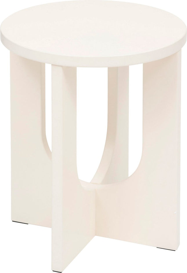 Atmosphera Bijzettafel/salontafel Bloom - wit - MDF hout - rond - Planten verhoger