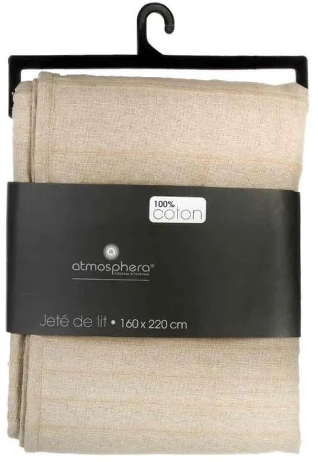 Beige linnen katoenen bedsprei 160 x 220 cm