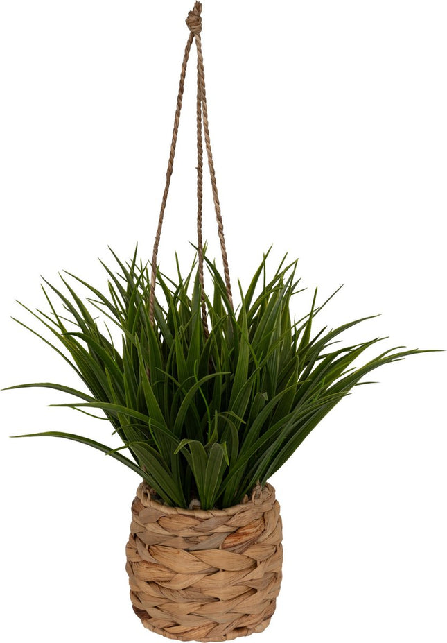 Atmosphera Kunstplant hangplant met natuurlijke pot - Ø25xH27cm - Groen