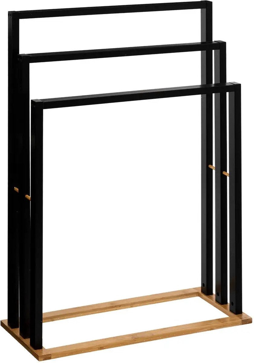 5Five Towel rack/drying rack for bathroom - black bamboo wood - 55 x 24 x 82 cm