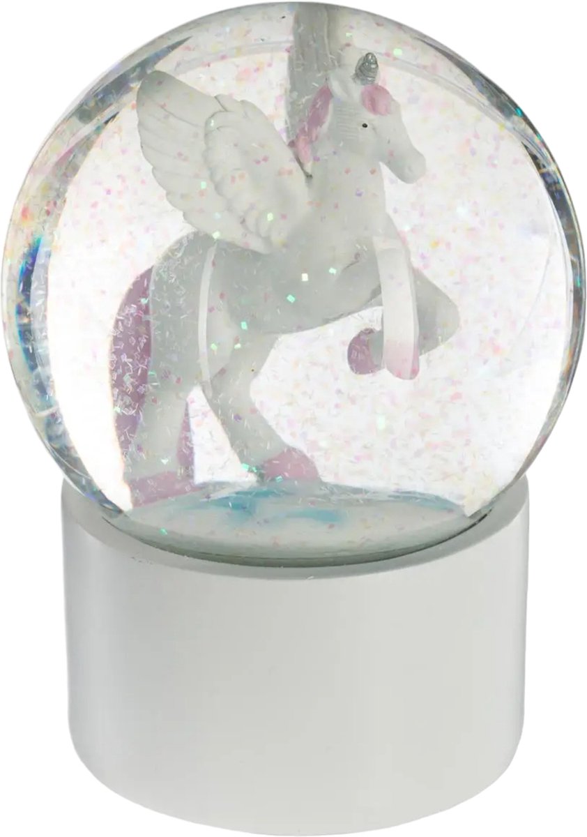 Sneeuwbol eenhoorn met glitters – decoratie voor de kinderkamer