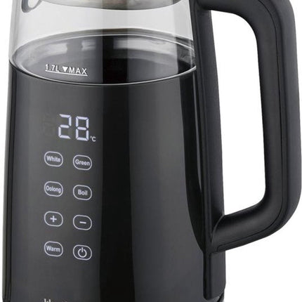 Klausberg KB-7894 Elektrische Waterkoker – 1,7 Liter, Zwart Glas, LED Bedieningspaneel, 13 Temperatuurstanden, Houd-warmfunctie