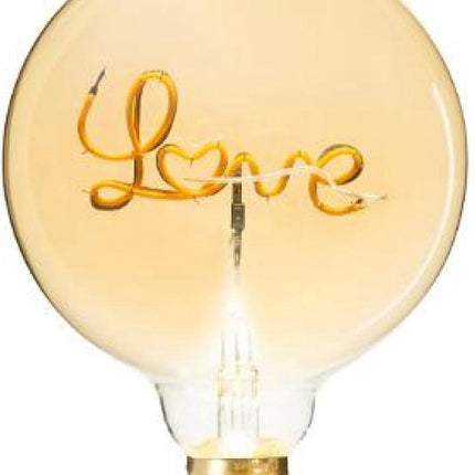 Ledlamp - Tekst LOVE - Grote Bolvormige LED - E 27 - diameter 12,5 cm