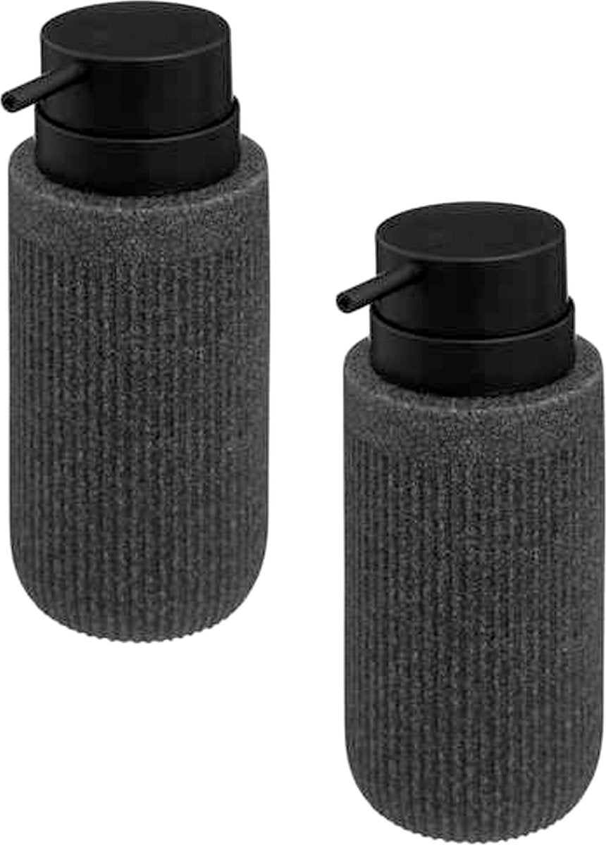 5Five Soap Pump / Soap Dispenser Onyx - 2 pcs - anthracite - polystone - 17 x 7 cm - 350 ml